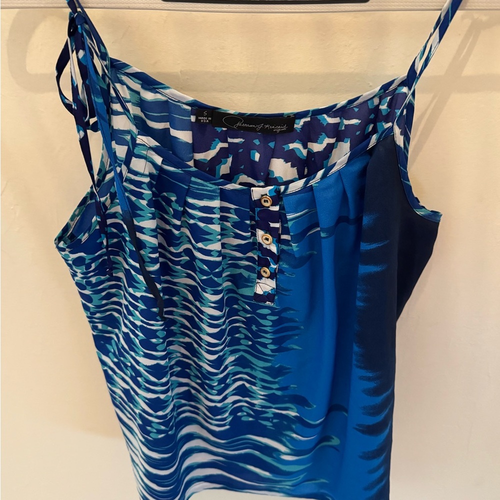 EUC Patterson J. Kincaid  Blue Patterned Top with one sided tie strap